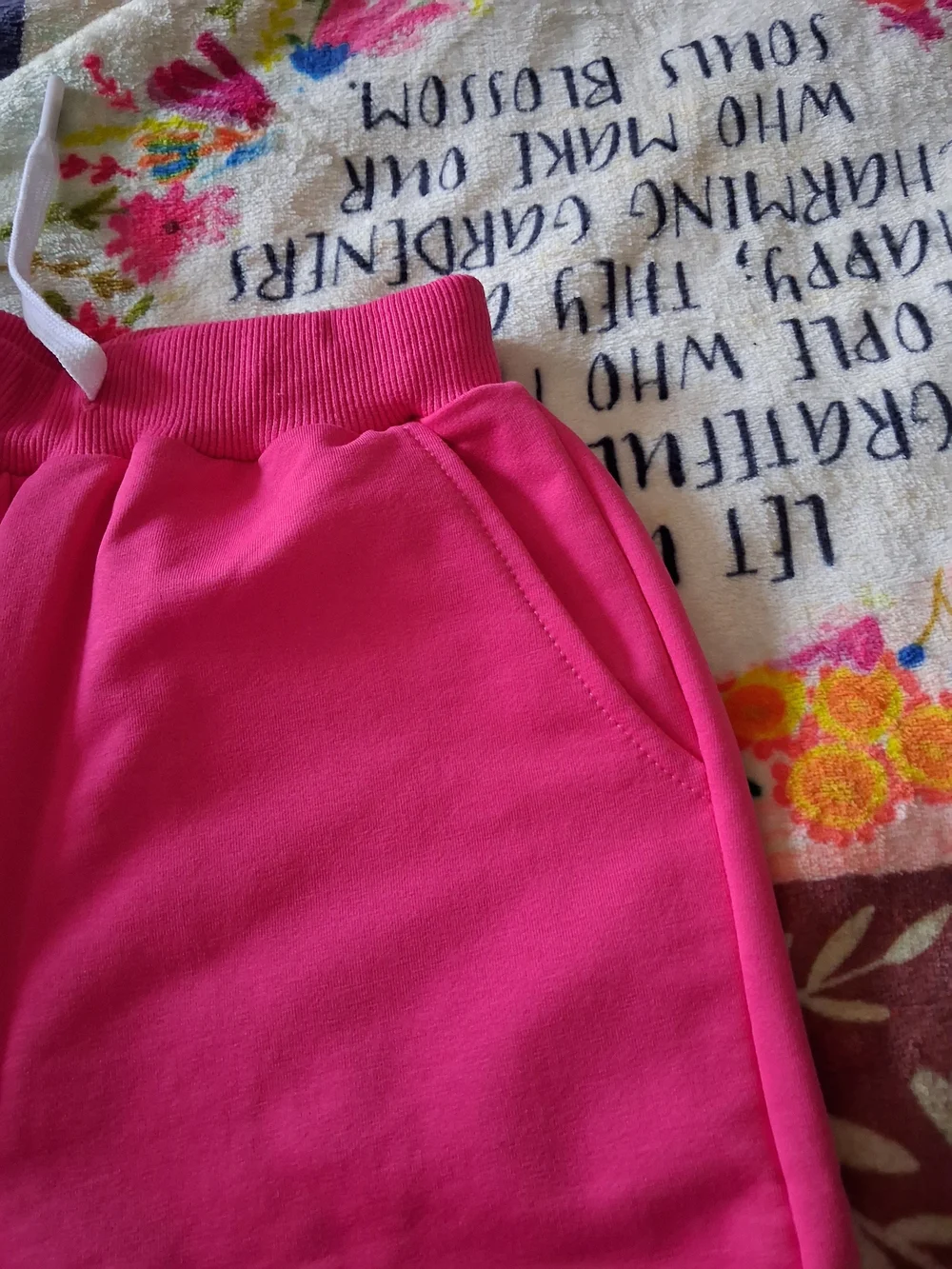 Kids 4 Cotton Blend Drawstring Joggers - Pink, Hot Pink, Gray & Black Size 5-6Y